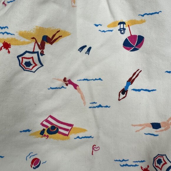Womens White Shorts Lands End Mid Rise Swim Novelty Summer Pull On Elastic Sz 4 - Picture 7 of 8